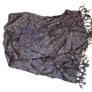 Vintage Blue and Gray Paisley Scarf